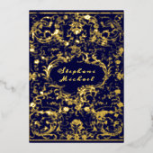 Invitation En Aluminium Monogram Crest Antique Scrolled Marine Mariage ble (Recto)