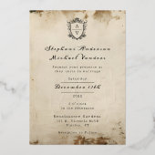 Invitation En Aluminium Monogram Crest Antique Scrolled Marine Mariage ble (Verso)