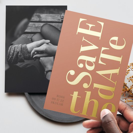 Invitation En Aluminium Monogram Dusty Orange Terracotta Enregistrer La Da