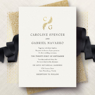 Invitation En Aluminium Monogram Laurier Décoration de Mariage