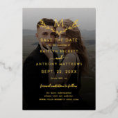 Invitation En Aluminium Monogram Wreath Photo Mariage Enregistrer La Date  (Recto)