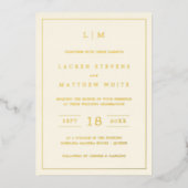 Invitation En Aluminium Monogramme à crème simple Mariage élégant (Recto)