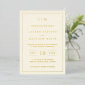Invitation En Aluminium Monogramme à crème simple Mariage élégant (Debout devant)