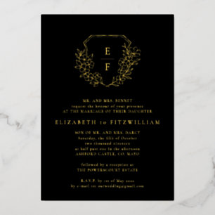 Invitation En Aluminium Monogramme à crête de fleurs de cerisier à feuille