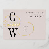 Invitation En Aluminium Monogramme à huile d'olive classique Enregistrer l (Recto)