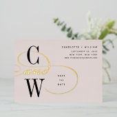 Invitation En Aluminium Monogramme à huile d'olive classique Enregistrer l (Debout devant)