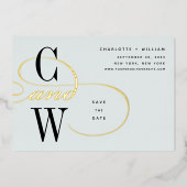 Invitation En Aluminium Monogramme à huile d'olive classique Enregistrer l (Recto)