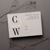 Invitation En Aluminium Monogramme à huile d'olive classique Enregistrer l