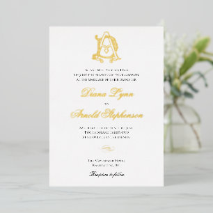 Invitation En Aluminium Monogramme AD ou monogramme DA en feuille d'or