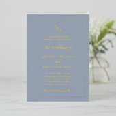 Invitation En Aluminium Monogramme bleu foncé simple Mariage élégant (Debout devant)