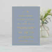 Invitation En Aluminium Monogramme bleu foncé simple Mariage élégant (Debout devant)