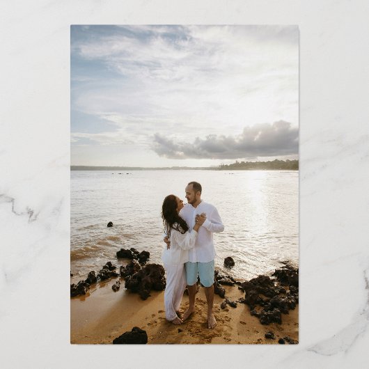 Invitation En Aluminium Monogramme bleu Poudre classique Mariage élégant (Verso)