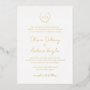 Invitation En Aluminium Monogramme classique Cimetière de couronne Élégant