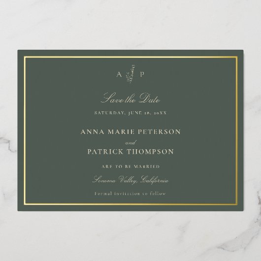 Invitation En Aluminium Monogramme classique classique - Mariage Enregistr (Recto)