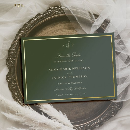 Invitation En Aluminium Monogramme classique classique - Mariage Enregistr