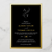 Invitation En Aluminium Monogramme classique Mariage Gold Frame Real (Recto)