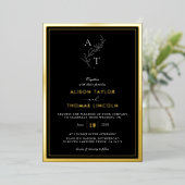 Invitation En Aluminium Monogramme classique Mariage Gold Frame Real (Debout devant)