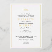 Invitation En Aluminium Monogramme classique Mariage noir & or noir (Recto)
