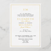 Invitation En Aluminium Monogramme classique Mariage noir & or noir (Recto)