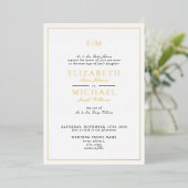 Invitation En Aluminium Monogramme classique Mariage noir & or noir (Debout devant)