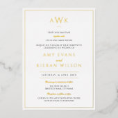 Invitation En Aluminium Monogramme classique simple et élégant Mariage or (Recto)