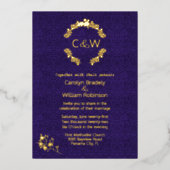 Invitation En Aluminium Monogramme dans Floral Wreath Purple Mariage damas (Recto)