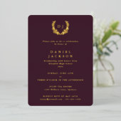 Invitation En Aluminium Monogramme de Bourgogne + Laurel Wreath Graduation (Debout devant)