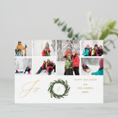 Invitation En Aluminium Monogramme de couronne Joie Rustique 7 Photo (Debout devant)