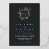 Invitation En Aluminium Monogramme de l'hiver | Mariage botanique (Recto)
