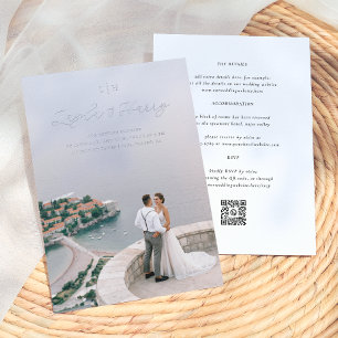 Invitation En Aluminium Monogramme de mariage Code QR photo tout-en-un