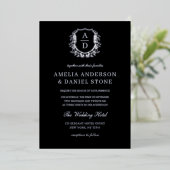 Invitation En Aluminium Monogramme de poitrine argentée moderne Mariage ph (Debout devant)