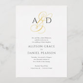 Invitation En Aluminium Monogramme de script initial élégant Mariage class (Recto)