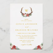 Invitation En Aluminium Monogramme d'hiver Antler Wreath de vacances Maria (Recto)