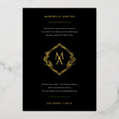 Invitation En Aluminium Monogramme diamant avec fleurs dans huile Mariage  (Recto)