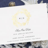 Invitation En Aluminium Monogramme d'or classique Mariage de crête botaniq