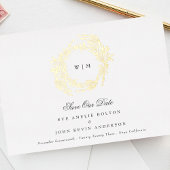 Invitation En Aluminium Monogramme d'or classique Mariage de crête botaniq