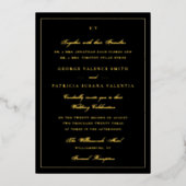 Invitation En Aluminium Monogramme élégant encadré Mariage noir Tuxedo (Recto)