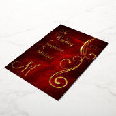 Invitation En Aluminium Monogramme et spirale sur l'or Mariage rouge (Rotation)