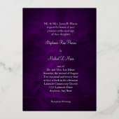 Invitation En Aluminium Monogramme et spirale sur Mariage d'argent violet (Verso)