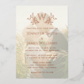 Invitation En Aluminium Monogramme Feuilles Photo transparente Mariage élé (Recto)