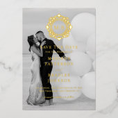 Invitation En Aluminium Monogramme Floral Orné Mariage Photo Enregistrer L (Recto)