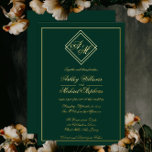 Invitation En Aluminium Monogramme géométrique moderne minimaliste Mariage<br><div class="desc">Les premières initiales du couple sont célébrées dans un style sophistiqué et moderne avec une paire monogrammée de formes diamant arlequines qui se chevauchent. Le texte est magnifiquement contrasté par le simple arrière - plan vert émeraude foncé (ou vous pouvez choisir n'importe quel arrière - plan pour compléter le design)....</div>