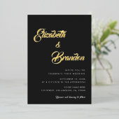 Invitation En Aluminium Monogramme Gold moderne tout en un Mariage (Debout devant)