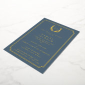 Invitation En Aluminium Monogramme gris-bleu + Laurel Wreath Graduation (Rotation)