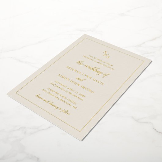 Invitation En Aluminium Monogramme ivoire simple Mariage élégant formel (Rotation)