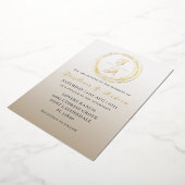Invitation En Aluminium Monogramme Mariage de calligraphie or moderne (Rotation)