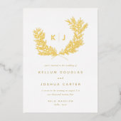 Invitation En Aluminium Monogramme Mariage or distingué (Recto)