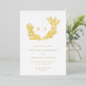 Invitation En Aluminium Monogramme Mariage or distingué (Debout devant)