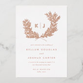 Invitation En Aluminium Monogramme Mariage Rose or (Recto)