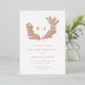 Invitation En Aluminium Monogramme Mariage Rose or (Debout devant)